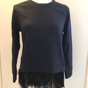 Unique Fringed Sweatshirt - J Crew